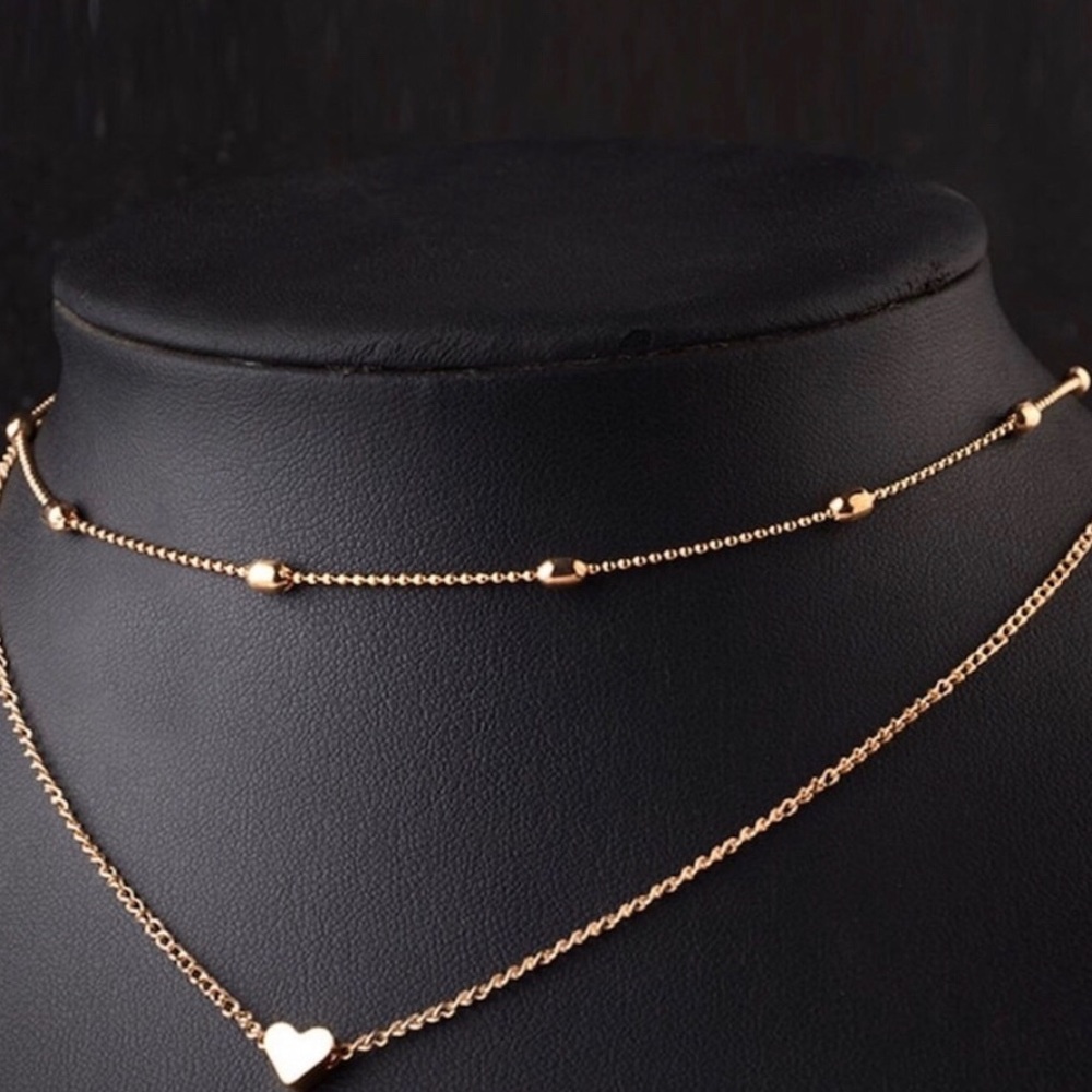 Gold Heart Dotted Choker - Picture 2 of 4